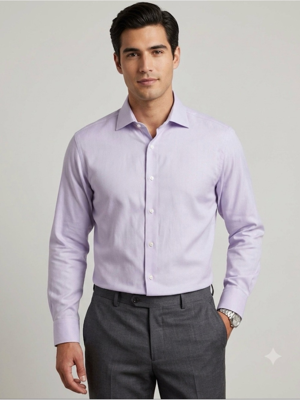 J Hilburn Men's Light Lavender Dress Shirt - size 17”XL Classic Fit
